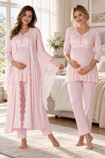 Effortt 3015 Pudra Prenses Sabahlıklı Lohusa Pijama Takımı